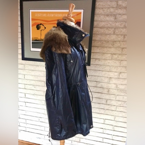 New Marc New York Lauren Coated Cotton Anorak Shiny L Winter Coat Snow Heavy - Picture 5 of 8